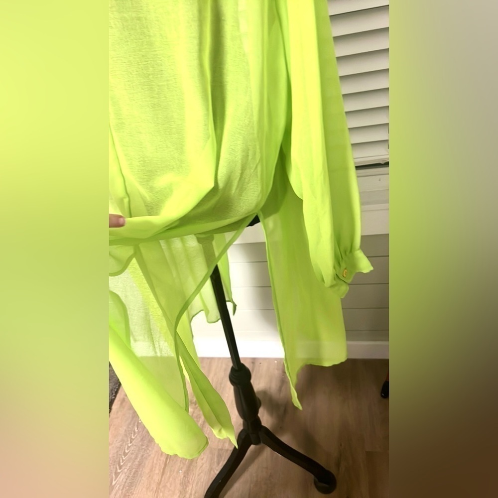 RAG, Exceptional Clothier, Neon Lime-Green Button-Front Tunic Top Execell. Cond. - Picture 8 of 8